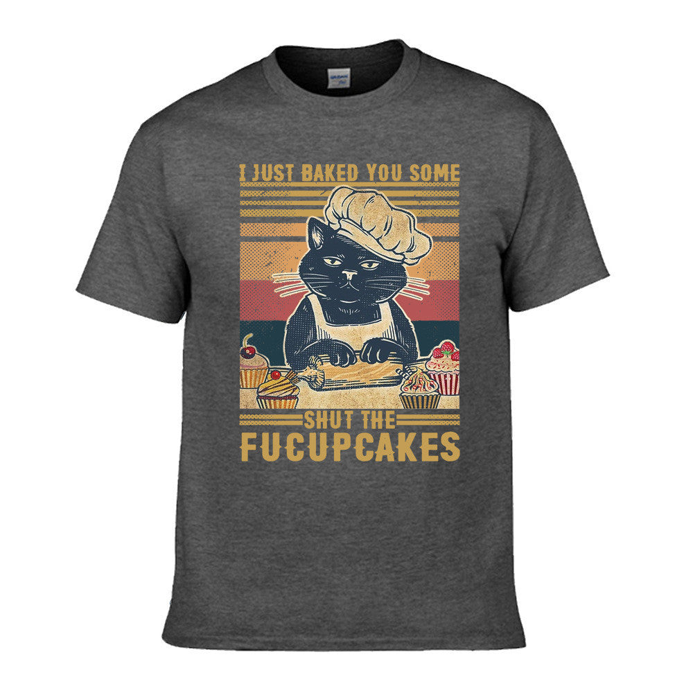 Casual Retro Cat Woman Graphic T-shirt