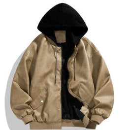 Two-piece High Street Cool Retro Leather Jacket For Men