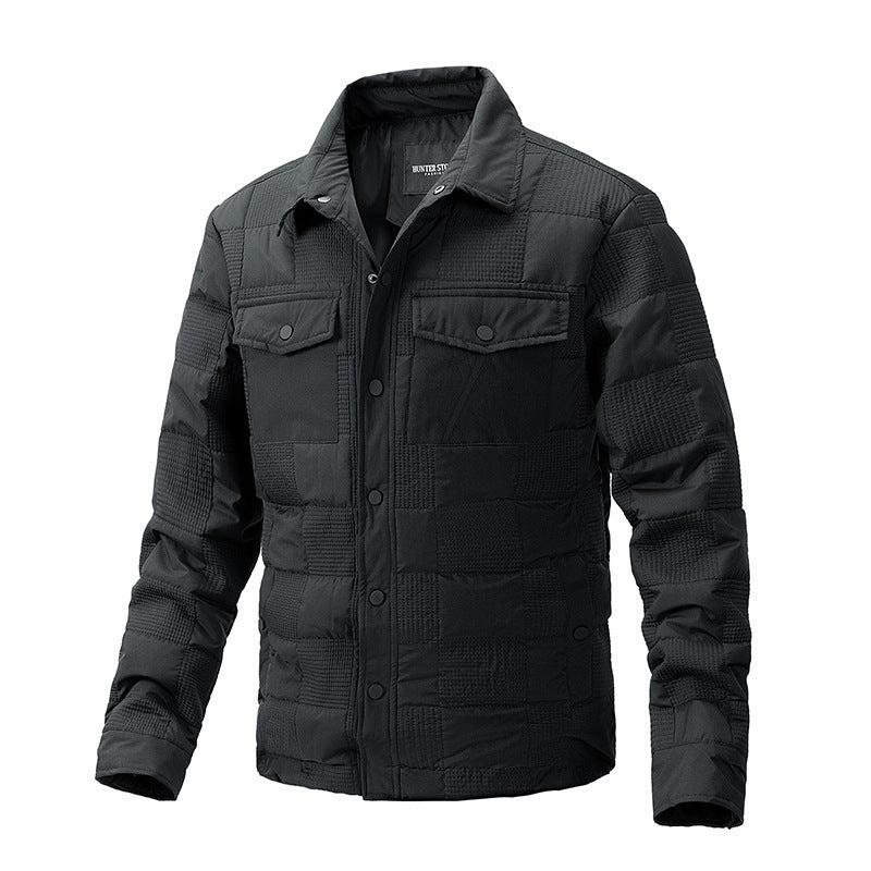 Casual Shirt Men's Business Quilted Cotton Coat Men's Clothing Polo Collar Jacket